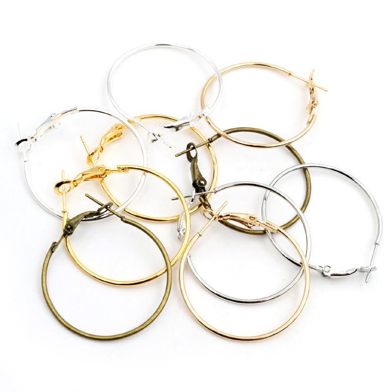 20pcs/Lot 15mm 20mm 25mm 30mm 5colors Plated Circle Round Hoop Round Big Circle Hoop Earrings DIY Women Jewelry Making