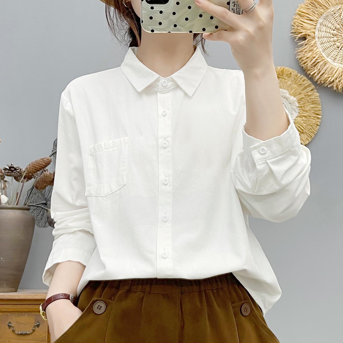 

Petite Cropped Brushed Cotton Long-Sleeve Women s Shirt - High-Quality Autumn/Winter Base Layer Top M (Recommended 100-120 jin)