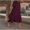 QICED Fashion Summer Spring Solid Color Print Short Sleeve O-Neck Casual Dresses