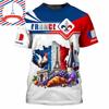 Französisches Flag Football T-Shirt für Herren 3D-Druck Hahn Rundhals-T-Shirts Benutzerdefinierter Name Streetwear Sommer Mode Trend Tee