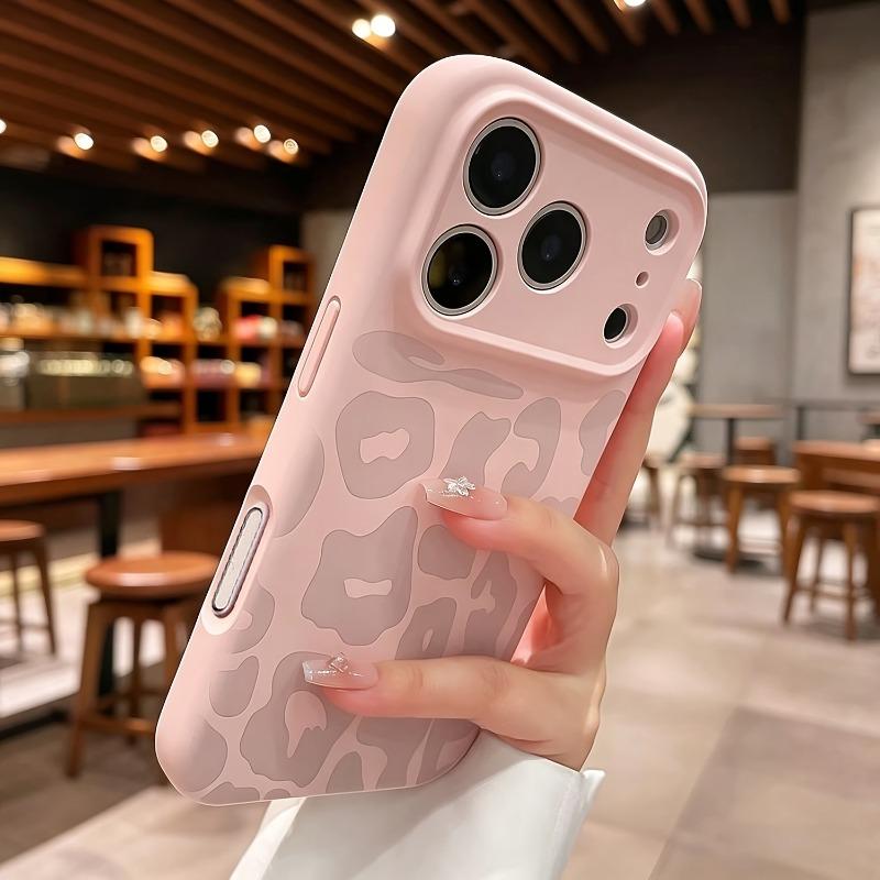 Leopard Pattern Liquid Silicone Case for 18 17 16 Pro Max Air 14 15 Plus 13 Camera Control Button Soft Shockproof Cover