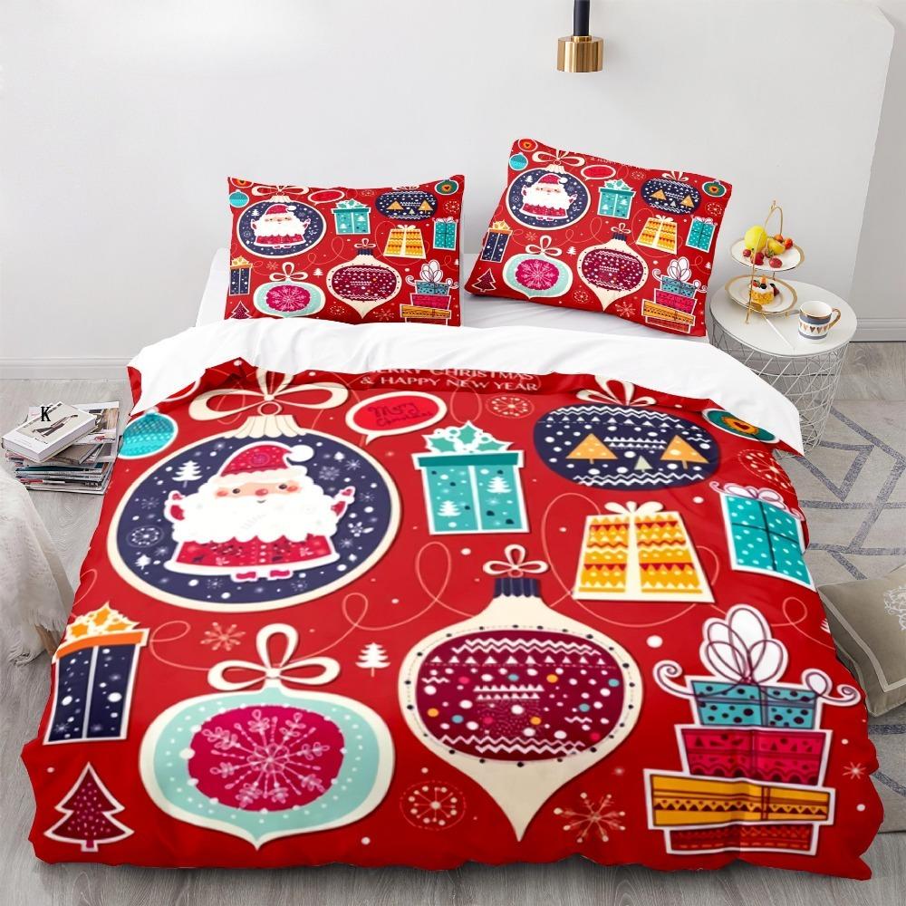 Christmas themed Santa Claus 2/3 piece bedroom set,Children'sGift Teenagers adulte Microfibre double bed Duvet Cover
