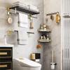 Aluminum Folding Storage Rack Hardware Accessories Set Black and Gold Towel Rack Shelf Bathroom Products