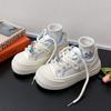 Leather Platform White Shoes Women's 2025 New Mesh Breathable Mesh Shoes Sweet Versatile Student Casual Lightweight Board Shoes