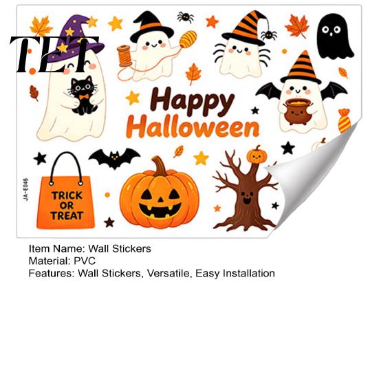 Kids Room Halloween Theme Decor Wall Stickers, Cute Ghost And Pumpkin Print Decals, Easy Apply Festival Accents Removable PVC DIY Holiday Stickers for