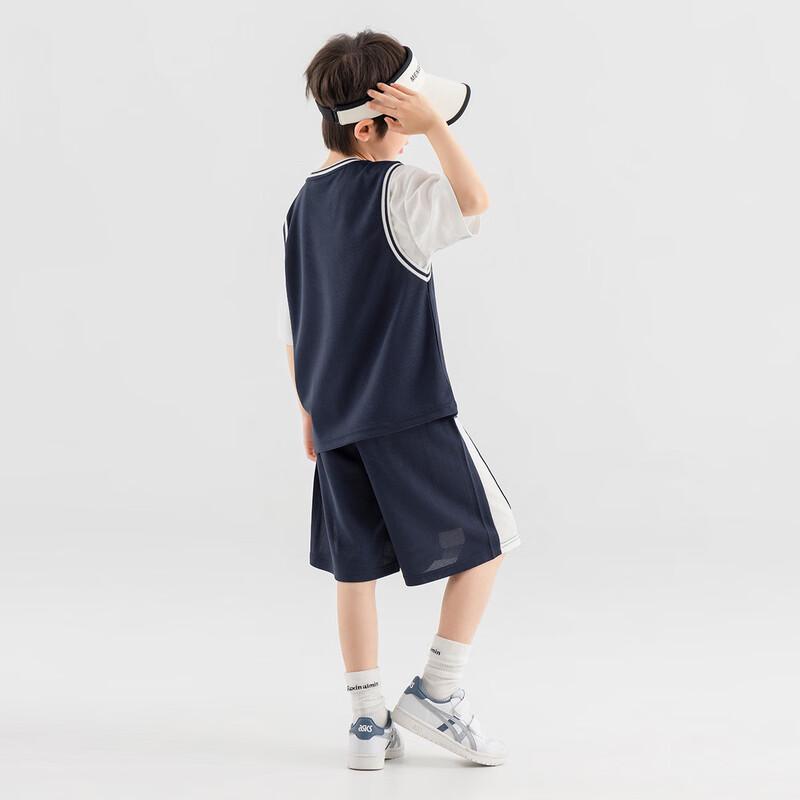 Duoduojia Boys' Summer Mesh Faux Two-Piece Basketball Set