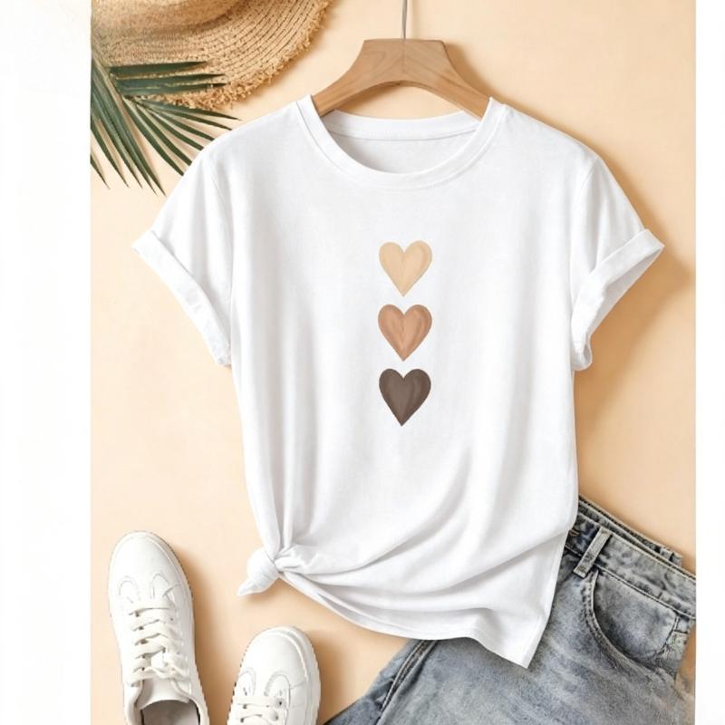 Harajuku Hearts Unisexs Tee Minimalist Graphic Casual Everyday Top Y2k Top Unisex Clothing Shirts For Unisex Graphic T Shirts
