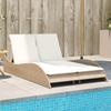 Vidaxl Liege mit Kissen, Beige, 114X205X73 Cm, Polyrattan