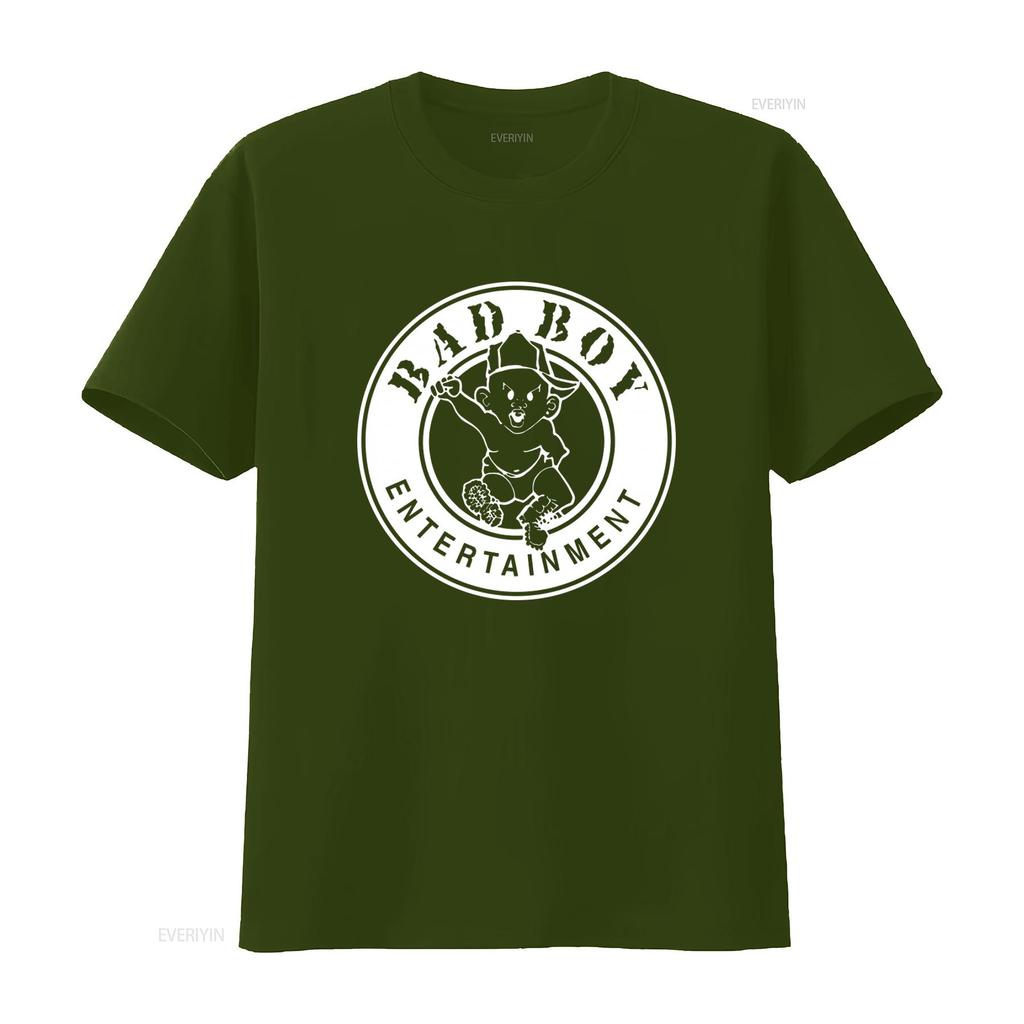 Bad Boy Entertainment Logo T Shirt Bold Black and White Design for Trendy Streetwear Vintage Washed Breathable Soft