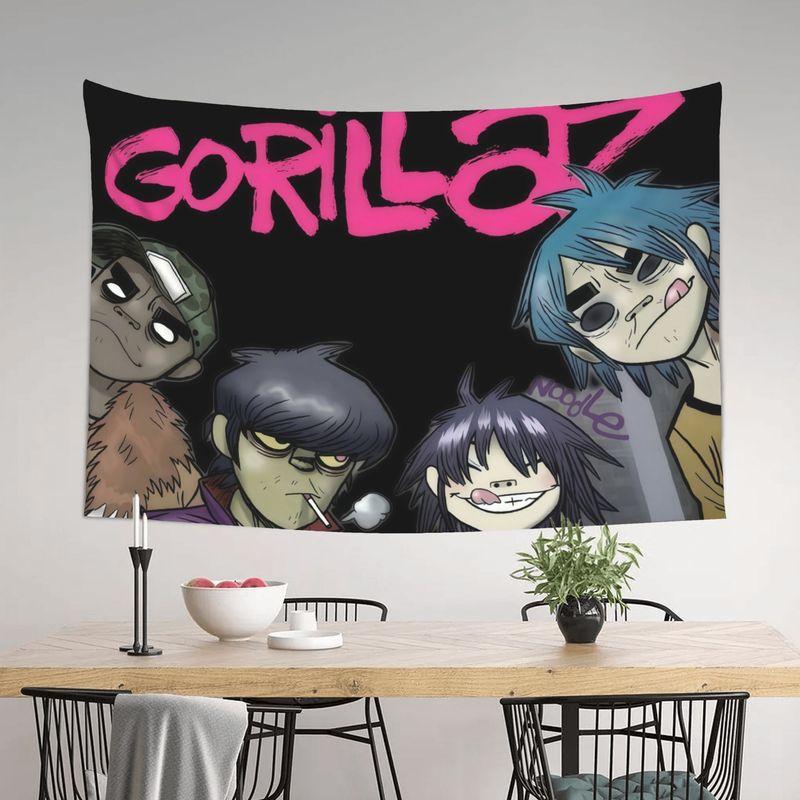 Street Fighter Rock Band Tapestry, Cartoon Character Graffiti Style Soft Wallcovering, Music Room Background Decor