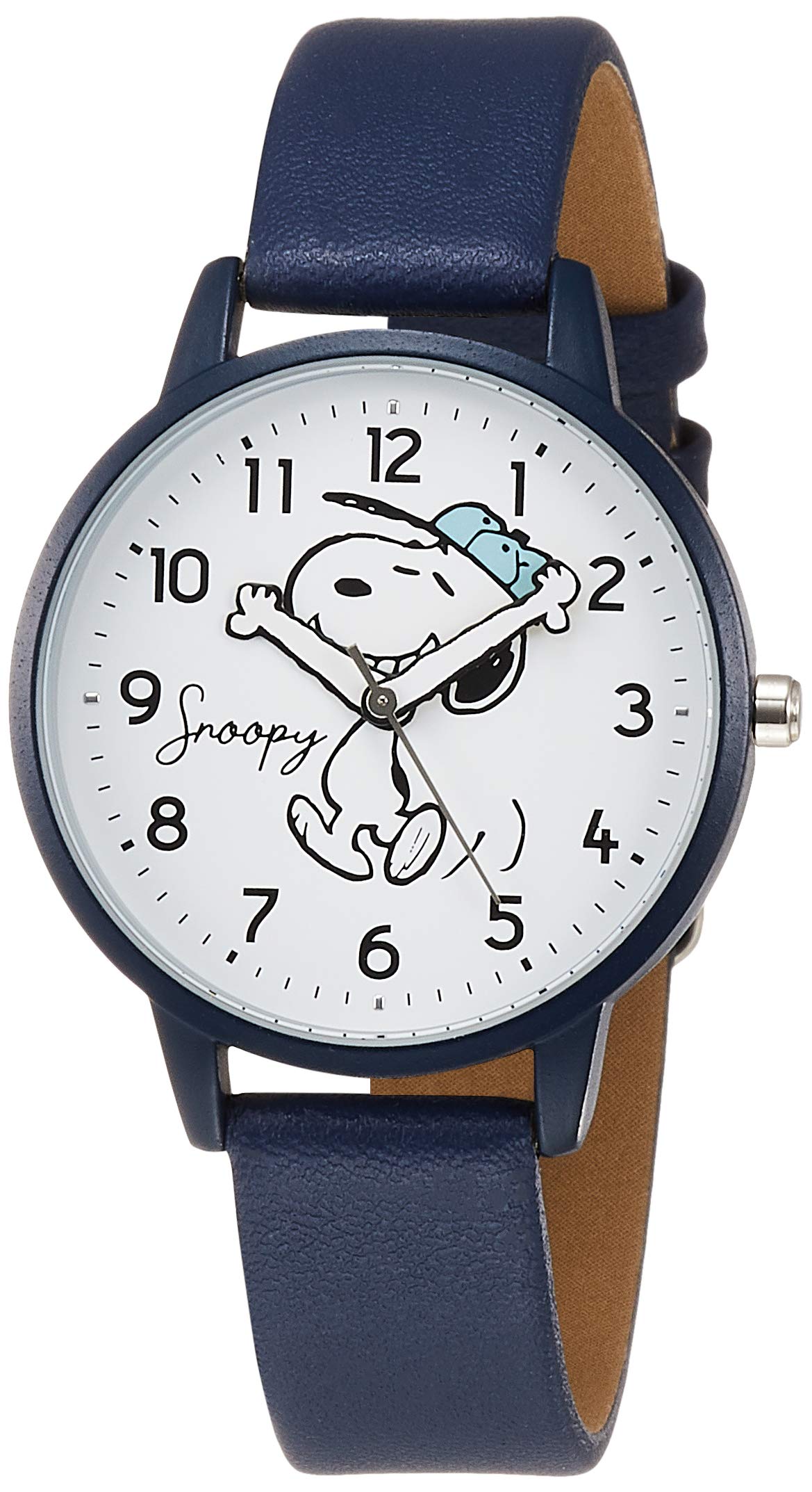 

[Fieldwork] Часы аналоговые Snoopy Rolling Hand Watch кожаный ремешок белый циферблат PNT015-3 женские синие