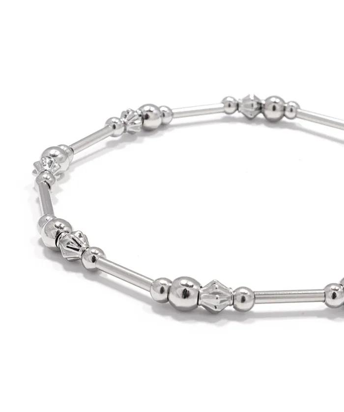 Surgical Bar & Pleated Ball Point Bracelet (PLT-BR-117_SV)
