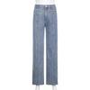 Spring and Summer Retro Mid-waisted Back Pentagonal Collision Star Long Pants Casual Denim Micro Trousers