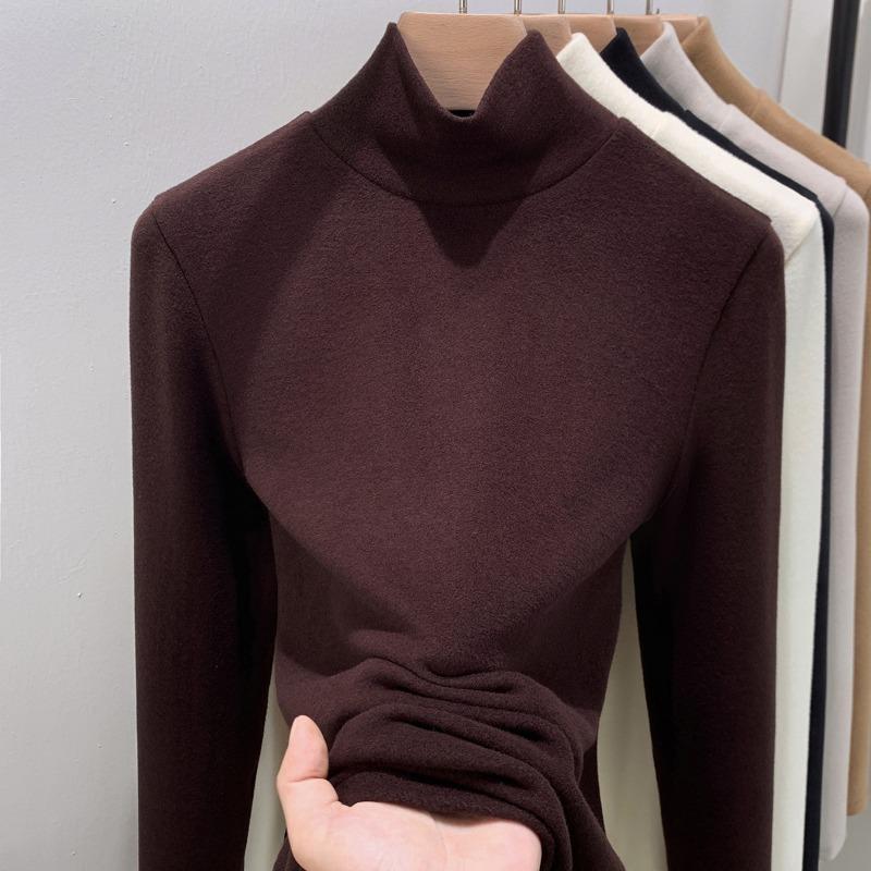 Fleece Thickened German Fleece Primer Women's Winter Autumn and Winter New Thermal Clothing with Black Inside, Top