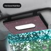 Diamond-Inlaid Leather Car Tissue Box Visor & Seat Back Holder