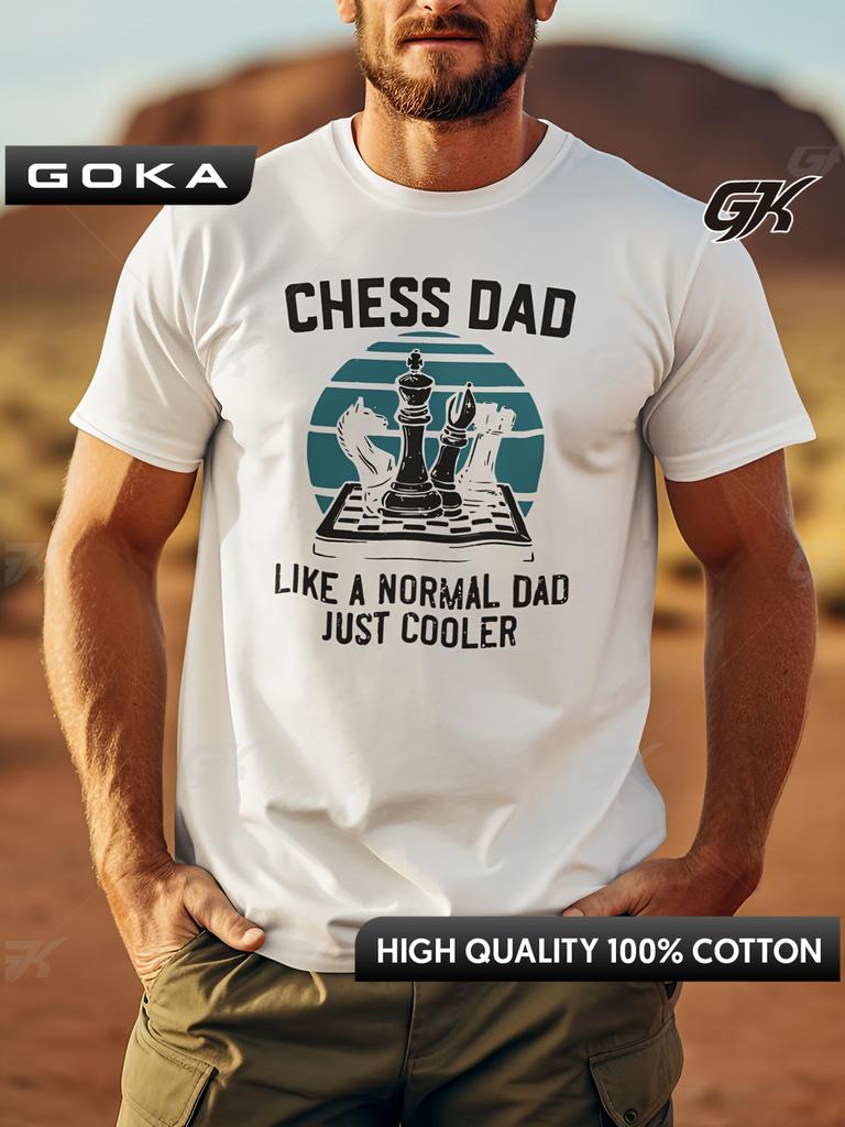 Cool Chess Dad TShirt Front Print Design for Men Short Sleeve Crew Neck Perfect Gift for Chess Players Ropa De Hombre