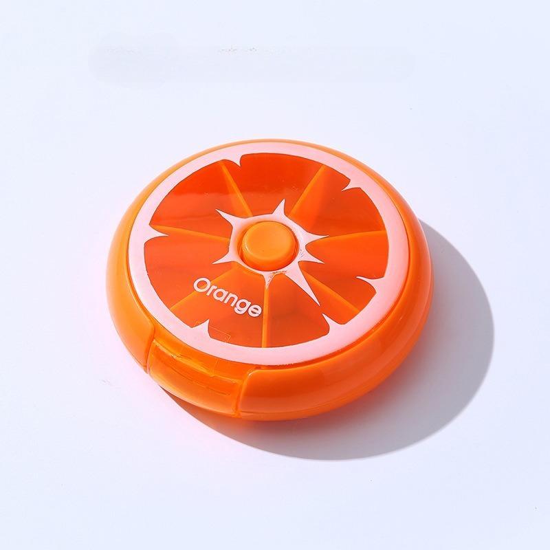 Seven Grid Round Box, One Week Medicine Box, Portable Rotating and Packaging Fruit Medicine Box, Carry It with You