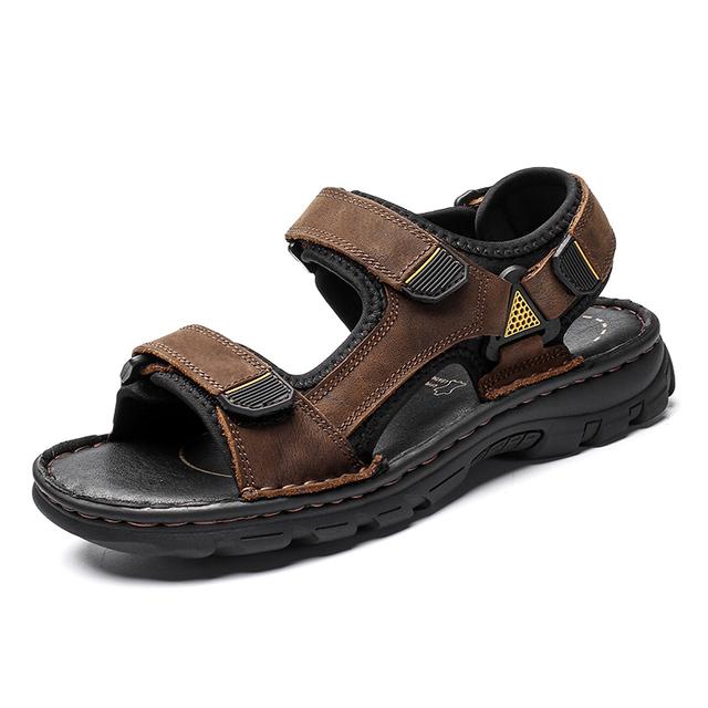 Genuine Leather Comfortable Men Sandals Summer Mens Casual Shoes Breathable Beach Sandals Fashion Cool Footwear Plus Size 38 -48