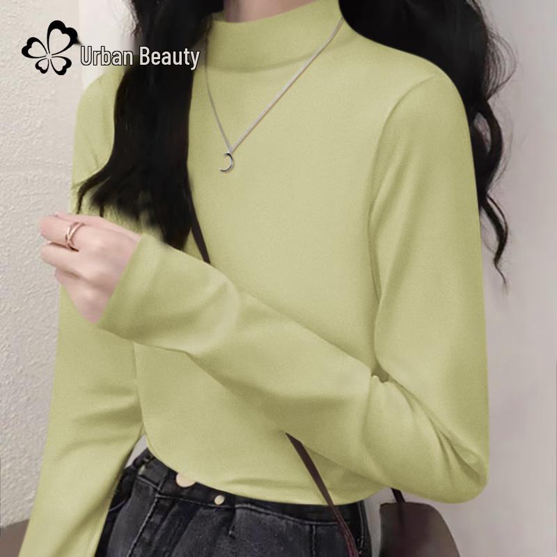 Women s Fleece Lined Half-High Collar Thermal Long Sleeve T-Shirt L