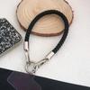 Phone Lanyard Short Wrist Band Thicken Braided Strap Coarse Nylon Lanyard Strap Wrist Chain Pendant Anti-Lost Rope Metal Button