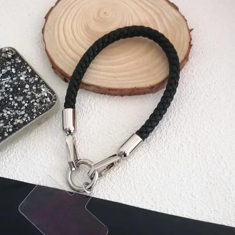 Phone Lanyard Short Wrist Band Thicken Braided Strap Coarse Nylon Lanyard Strap Wrist Chain Pendant Anti-Lost Rope Metal Button