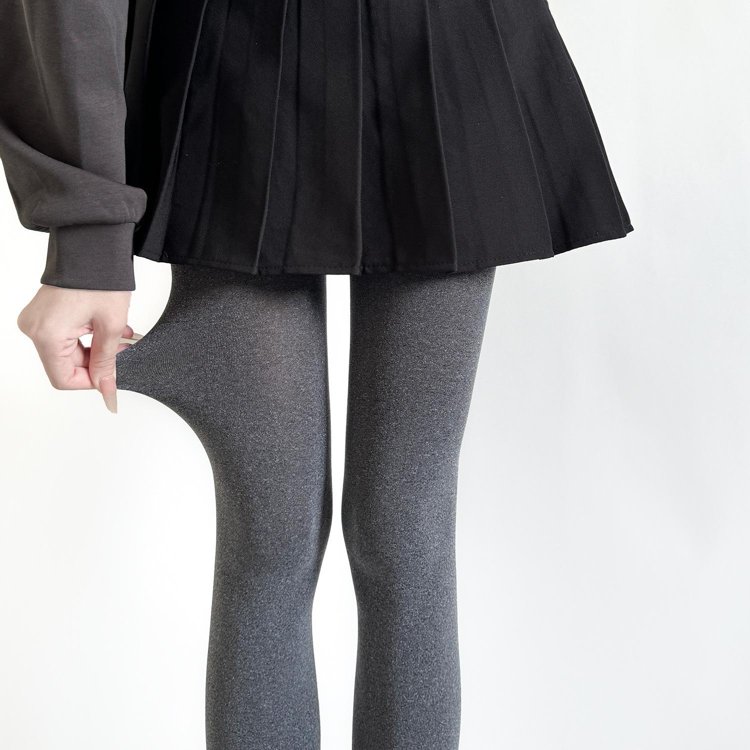 Grey Polka Dot Checkered Pantyhose - Women’s Retro Heart Design, Spring/Autumn