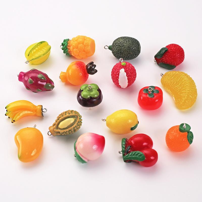 5PCS 3D Lifelike Fruit Miniature Resin Beads Fadeless Color for DIY Bracelet Necklace Jewelry Making Family Craft Activities