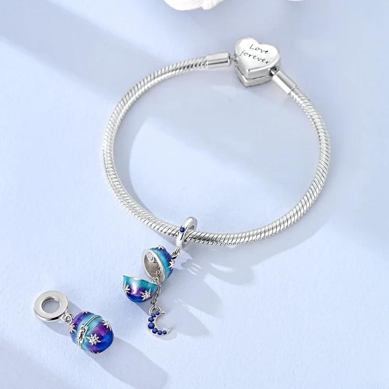 Charms Copper Dreamy Stars Moon Easter Egg Beads Fit Charms Plata Original Bracelet Beads Women Jewellery Making Diy