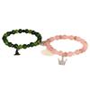 Set di Braccialetti con Perline di Agata Rosa Verde e Cristallo con Ciondolo a Corona Regali Festivi Gioielli Dolci alla Moda per Donne Accessorio Semplice Versatile per l'Uso Quotidiano
