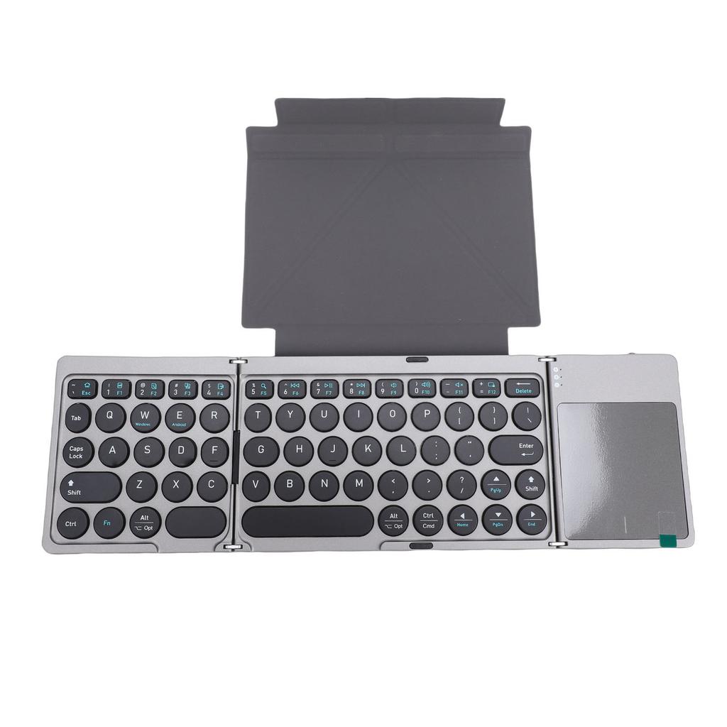 Foldable Bluetooth Keyboard Portable Wireless Keyboard with PU Leather Cover Touchpad for Tablet Laptop Smartphone Connect Up To