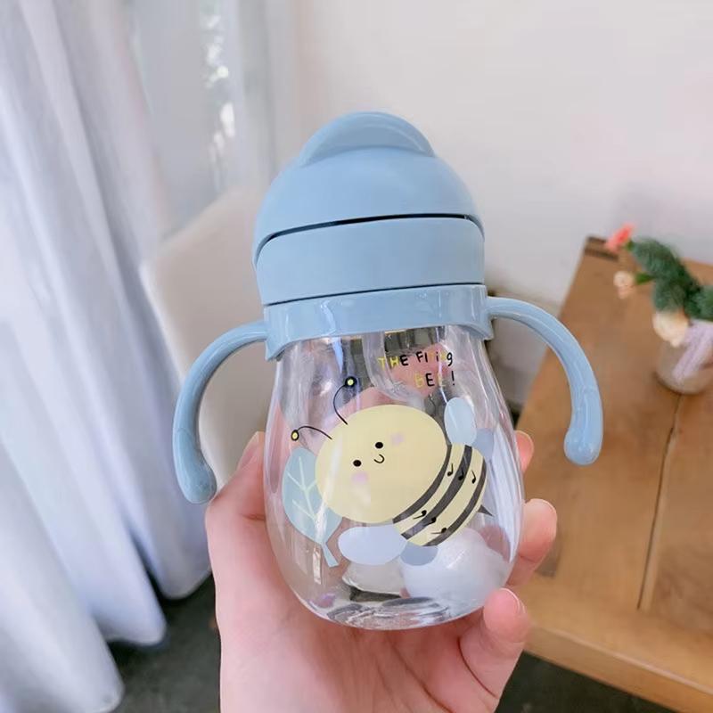 Cute Children Water Cup 300ML, Kindergarten Kids Water Bottle with Gravity Ball, Portable Straw Anti-Choke, Adorable Cup