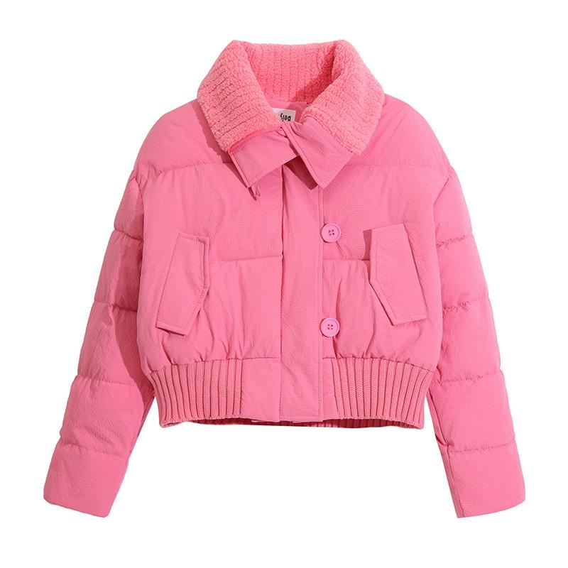 Womens Short Puffer Coat With Oversized Lapel Warm Thick Cotton Jacket Winter Casual Wear
