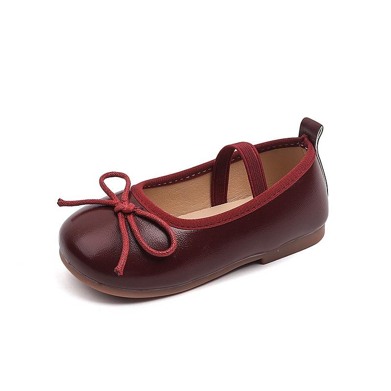 Zapatos de Princesa de Cuero con Lazo Estilo Coreano para Niñas, Suela Suave, Cómodos, Versátiles, Calzado de Baile