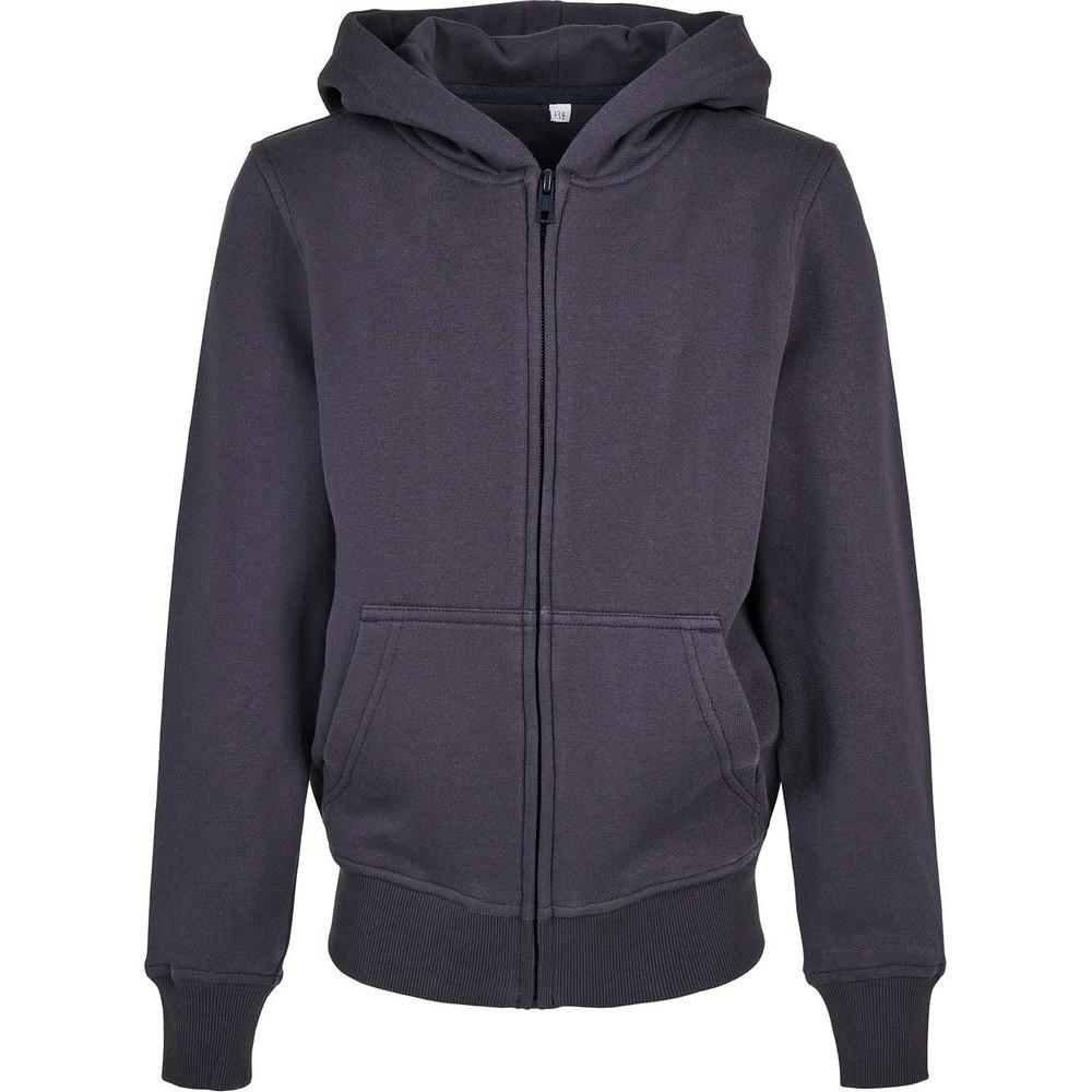 Build Your Brand Childrens/Kids Basic Organic Full Zip Hoodie