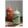 1pc Decorative Ceramic Storage Jar with Lid, Bird Design, Food-Safe Porcelain Tea/Coffee Canister