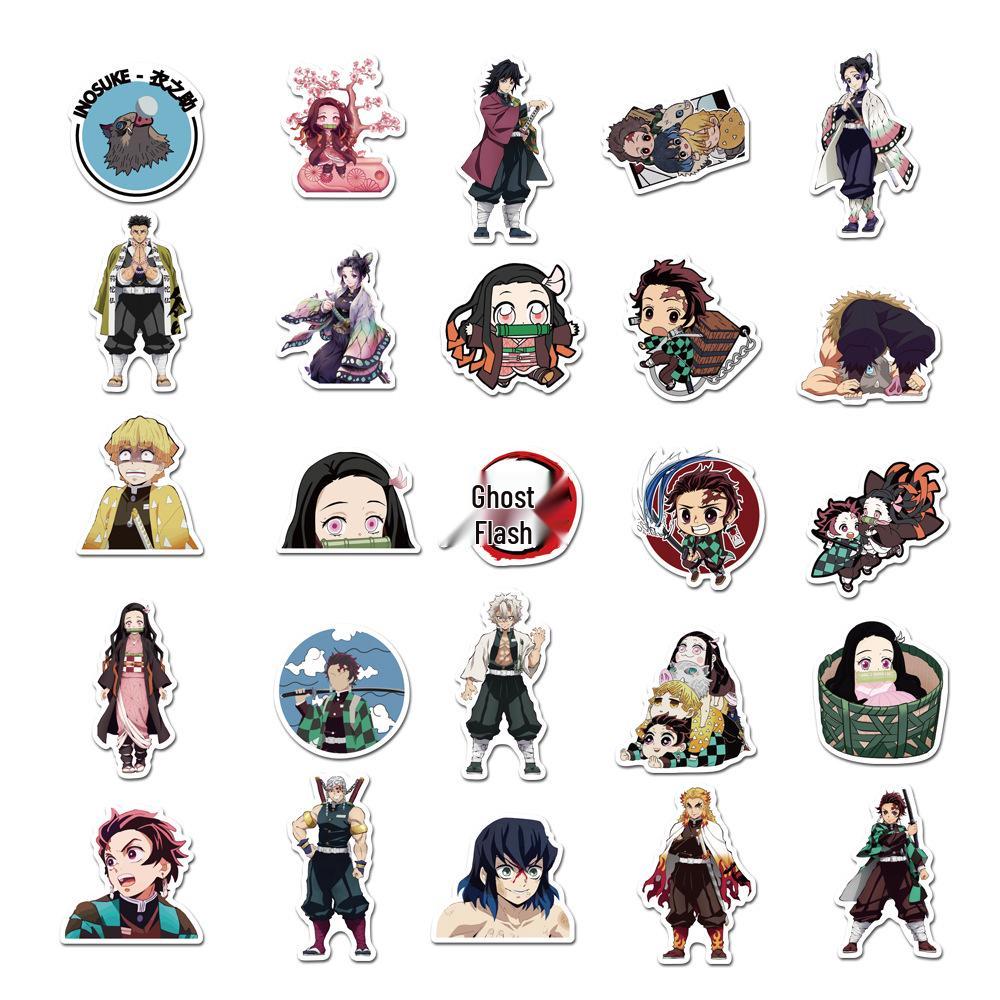 50 Pegatinas Impermeables de Anime Japonés Demon Slayer para Maleta, Portátil o Guitarra