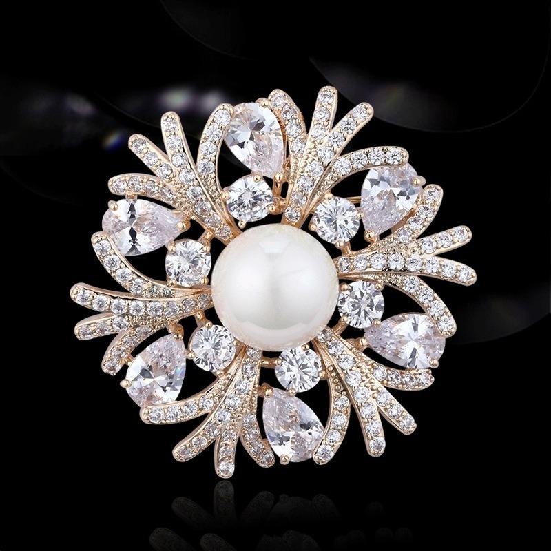 

Изысканная брошь-снежинка, Роскошная и элегантная жемчужная брошь для женщин, Брошь с высоким чувством дизайна золотой