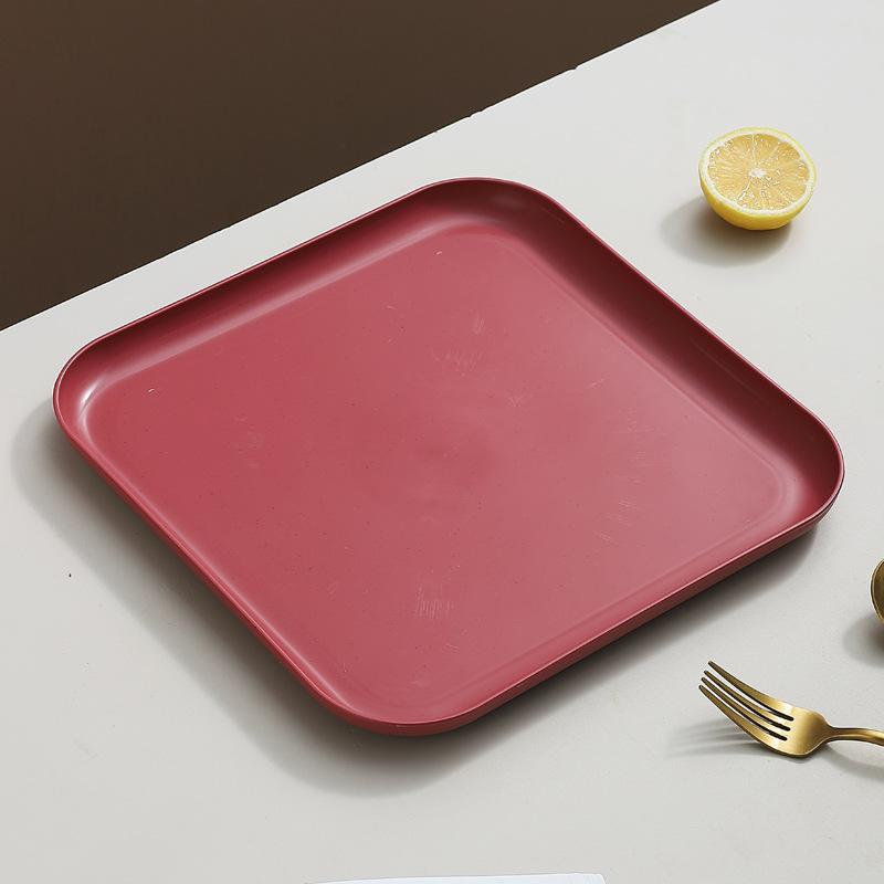 Inyahome Set of 1/4/10 Wheat Straw Square Dinner Dish Snack Dessert Plates for Vegetable Fruit Cake Bread Serving Plate Tray