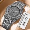 Luminous Men's Quartz Watch with Steel Band, Waterproof, Calendar, Fashion Three-Hand Design.