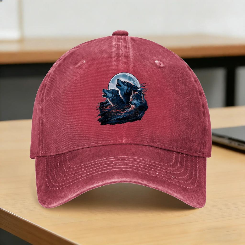Wolves Howling At The Moon Casual Baseball Cap Summer Trucker Hat Hot Sale Running Hippie Hip Hop Hats Cute Baseball Caps