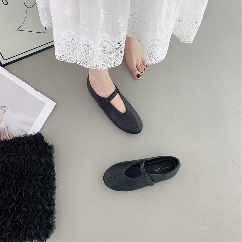French Inner Height Increase Ballet Style Shallow Mouth Single Shoes Women's One Pedal Casual Versatile Commuter Mary Jane Shoes