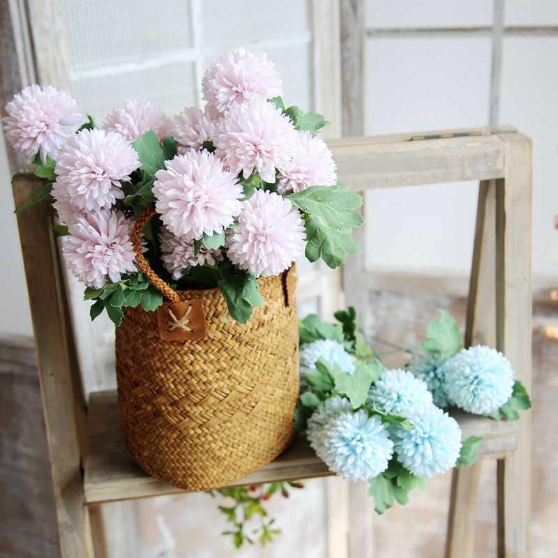 Hydrangea & Dandelion Artificial Bouquet with Hyacinth Double Heads - Decorative Flower Arrangement