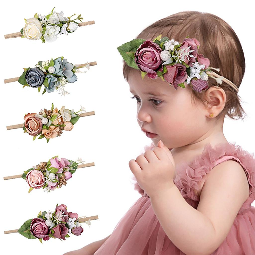 s Headbands Baby Flower Headband  Toddler Headbands  Hair Super Soft Stretchy Nylon Floral Hairbands Accessories