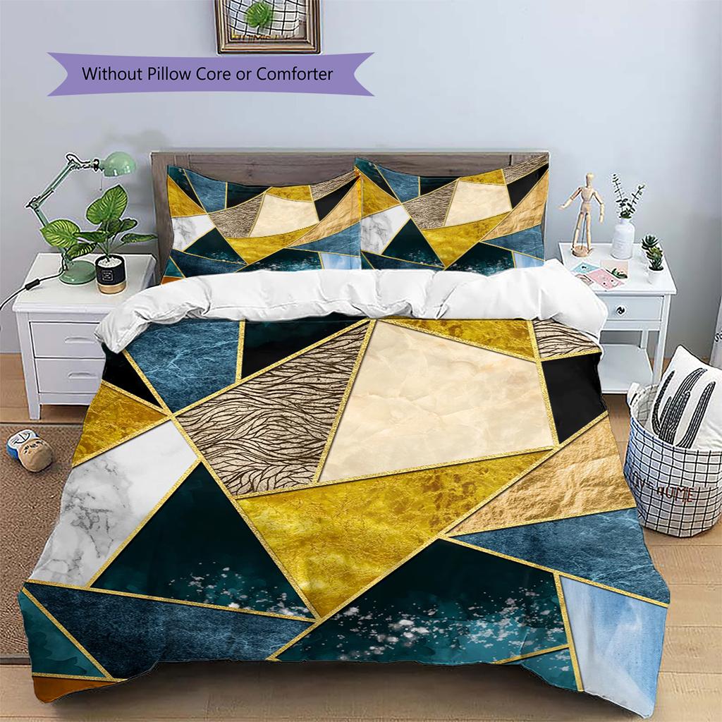 Abstract Geometric Pattern Bedding Quilt Set Quilt Cover Pillowcase Home Decoration Birthday Gift (1 * duvet cover + 2 * pillowcase, without core)