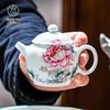 Chengdexuan Hand-painted Peony Ceramic Teapot