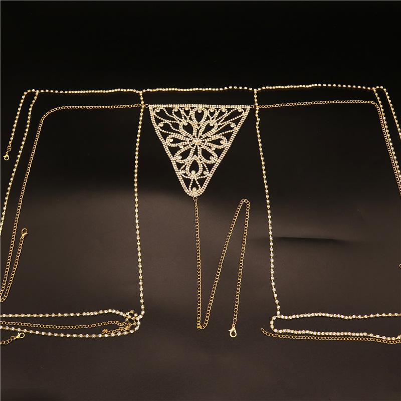 Sexy Body Chain Diamond Thong Waist Chain, Luxury Rhinestone Bikini Set Body Chain