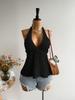 2025 Summer European & American Halter Strap Lace-Up Waist-Cinched Bandeau Top