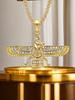 Drop Shipping Hip Hop Iced Out Faravahar Ahura Pendant Necklace Gold Color Stainless Steel Zoroastrian Pendant Iranian Jewelry