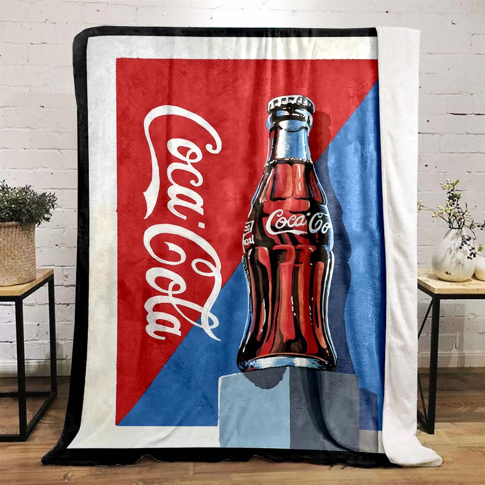 Coca-Cola Bottle Retro Pop Art Style Patterned flannel blanket perfect for the bedroom living room, sofa, or a little nap