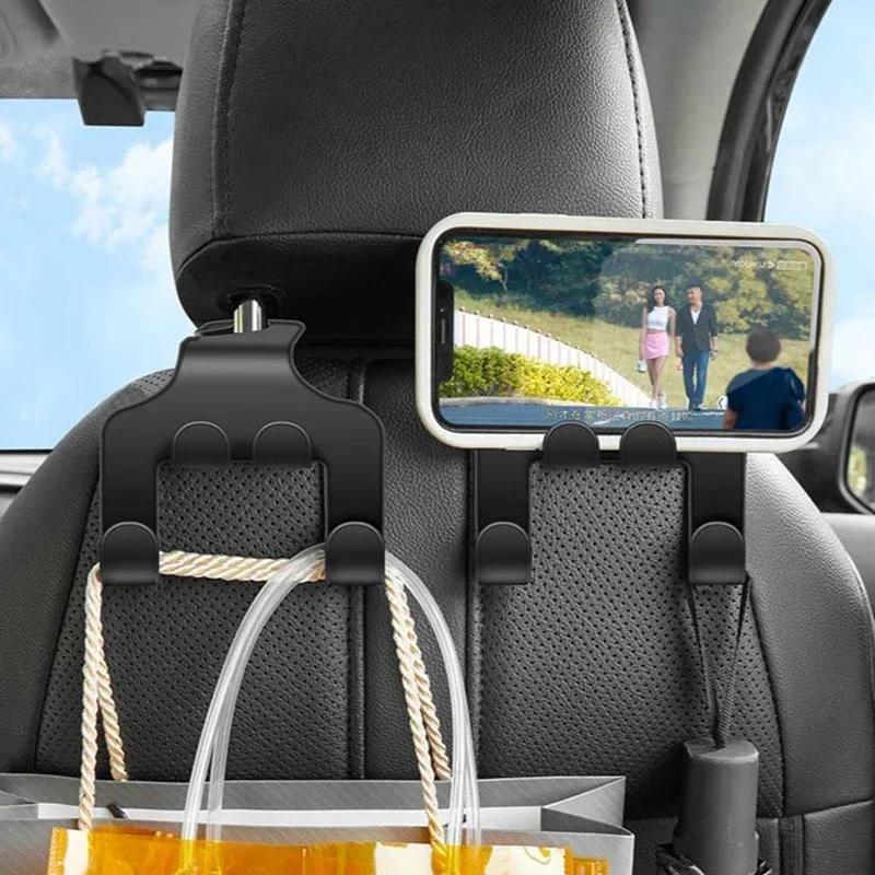 Car Seat Headrest Hook Hanger Black Storage Organizer Universal for Umbrella Purse Coat Fit Universal Vehicle Car Holder Black